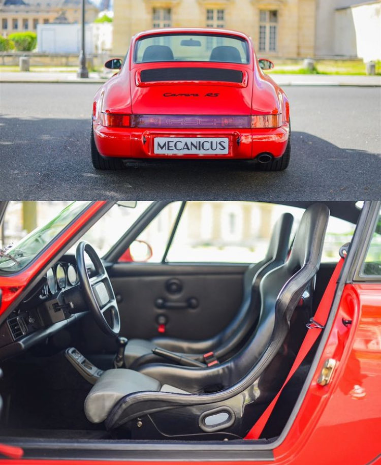 Gorgeous 1992 Porsche 964 Carrera RS finished in the iconic Guards Red G1 with black leather interior and black and gray bucket seats. Configured as a Touring 'Light', this is maybe one of the lowest mileage examples in existence today, and one of the well preserved. ❤️9❤️1❤️1❤️