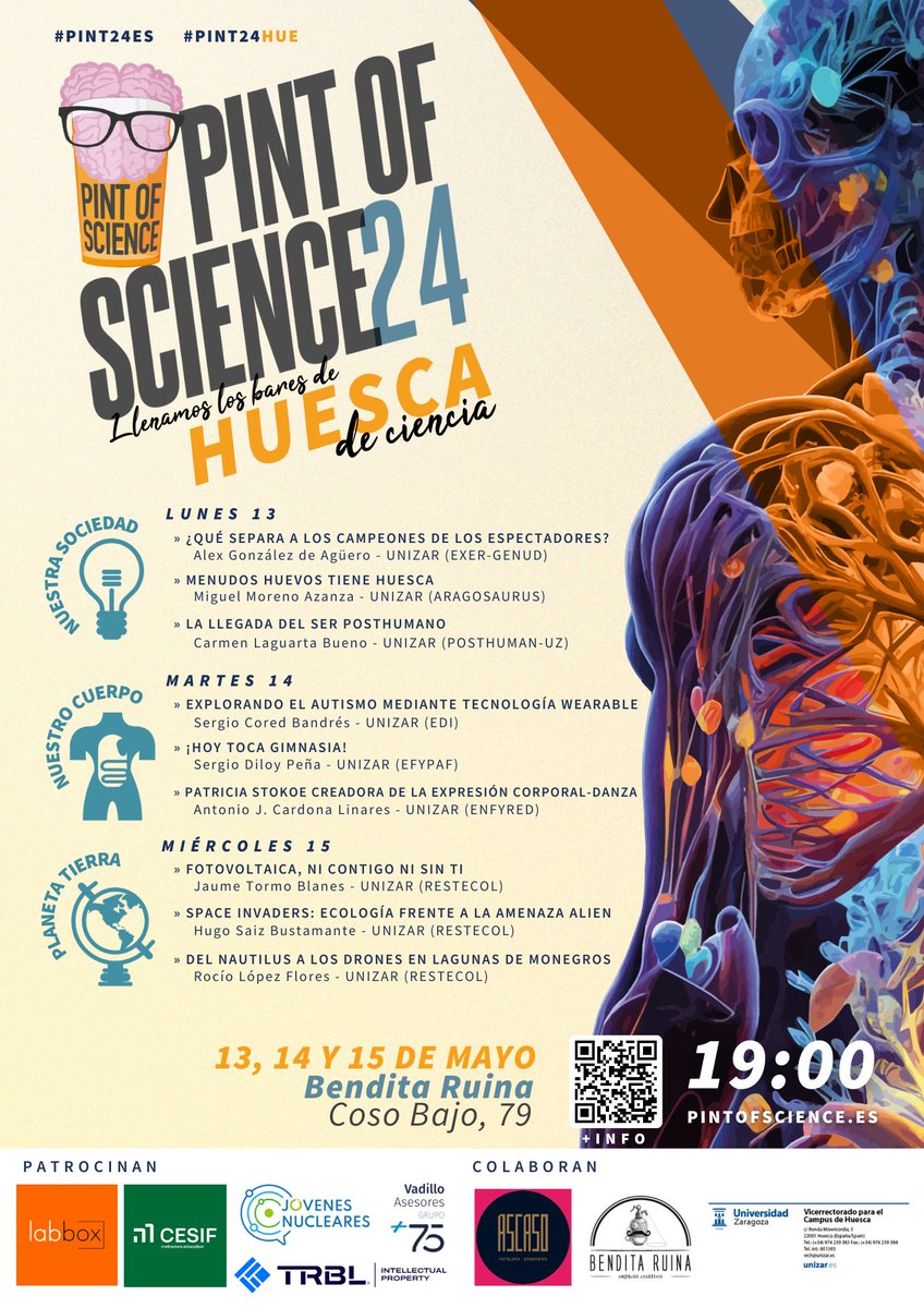 Today, our team member Carmen Laguarta-Bueno has talked about our research in the Pints of Science dissemination event celebrated in Huesca!

She delivered a talk called 'La llegada del ser posthumano'.

Check out the pics and the program ⬇️⬇️