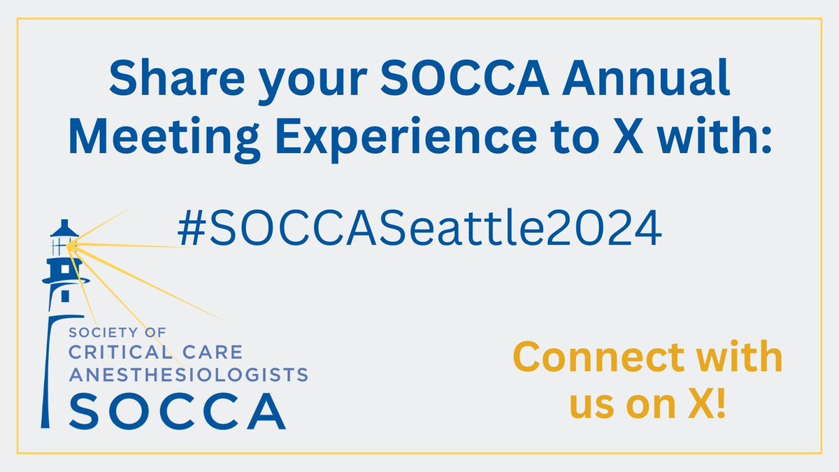 Share your SOCCA Annual Meeting Experience to X with #SOCCASeattle2024