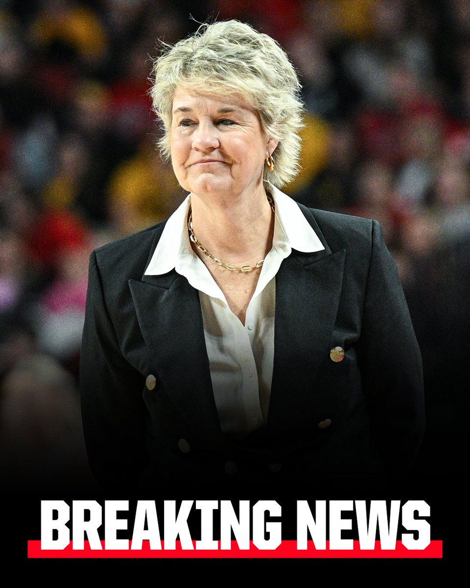 Breaking: Iowa women's basketball head coach Lisa Bluder has announced her retirement.

Bluder led Iowa to the national championship game the past two seasons.