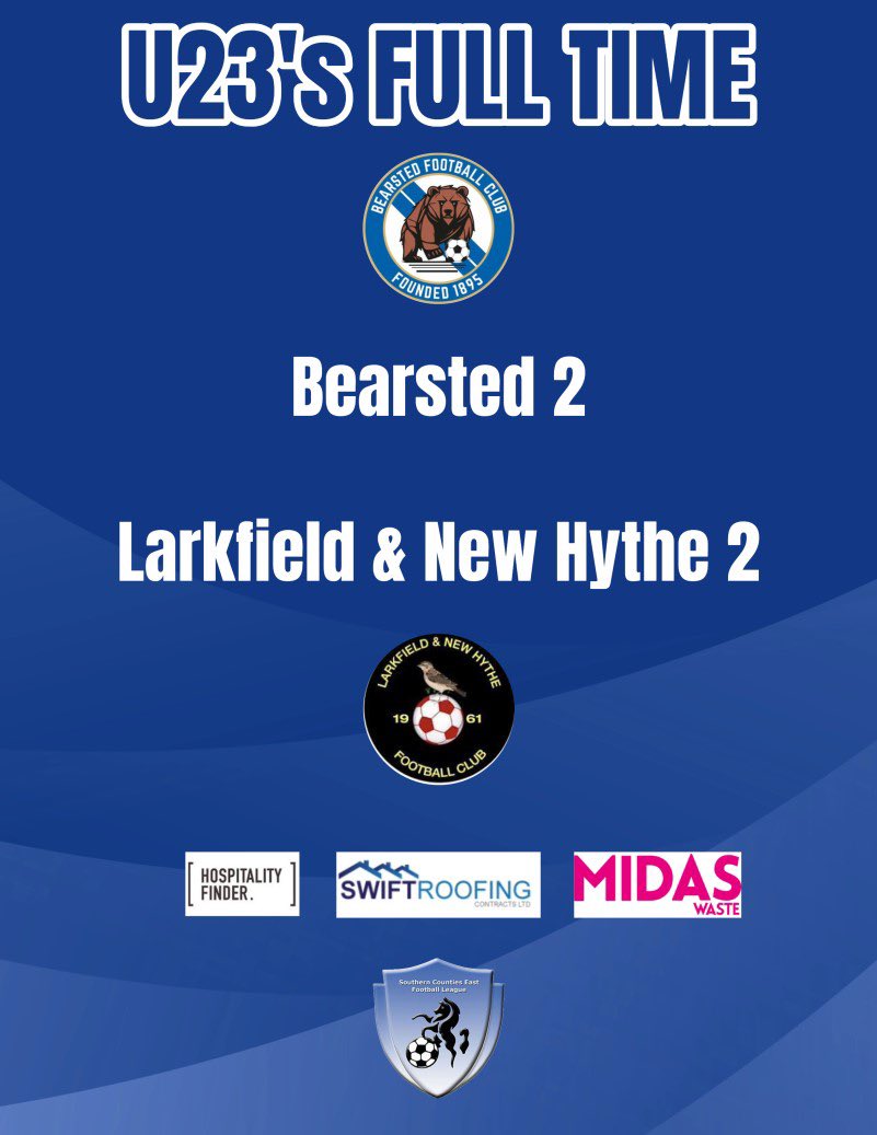Full time for the under 23’s has seen the match end in a 2-2 draw. We finish in 7th place in the development league. Thank you to everyone for your support and we look forward to next season #bearstedfc #bears
