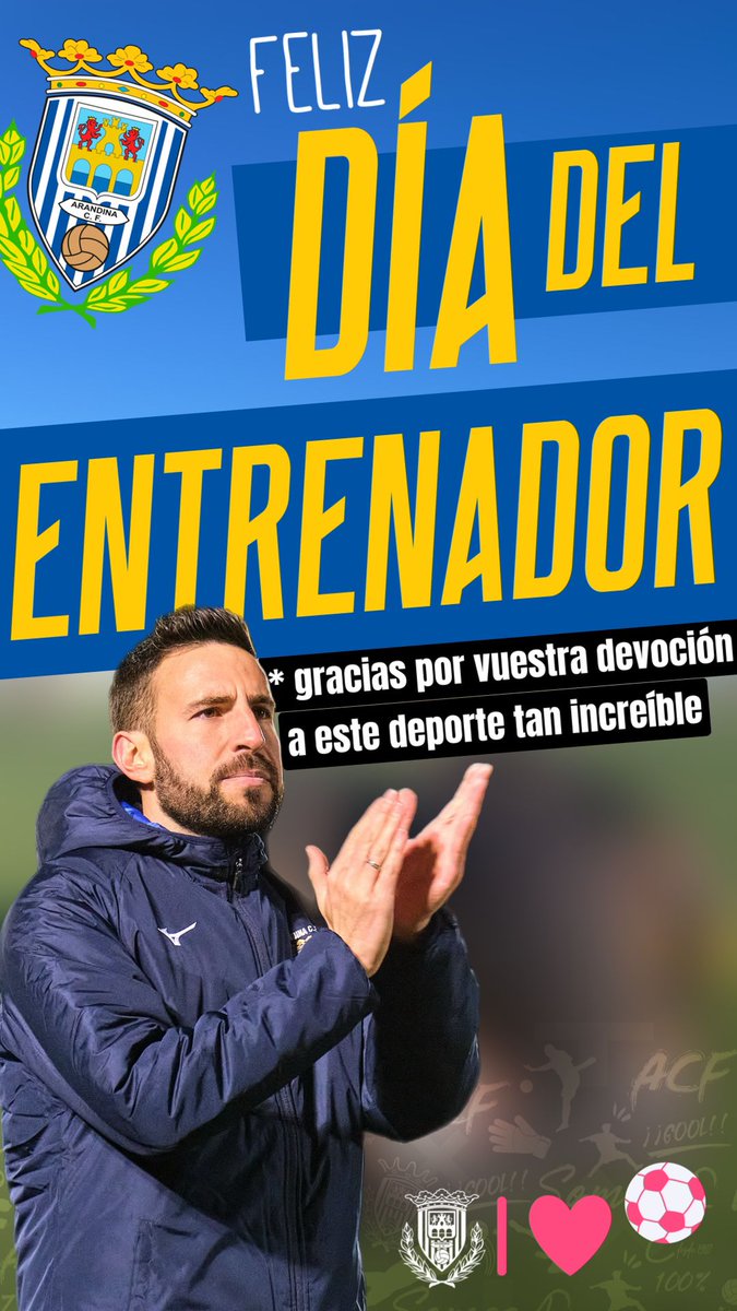 Hoy es un día muy especial para el mundo del fútbol ⚽. Psicólogos, padres, hermanos mayores, estrategas... Todo eso y mucho más son los ENTRENADORES . Y hoy es SU DÍA. Porque sin ellos, esto no sería posible. Desde la base hasta la élite más absoluta, ¡FELICIDADES A TODOS!🎊🎉😄