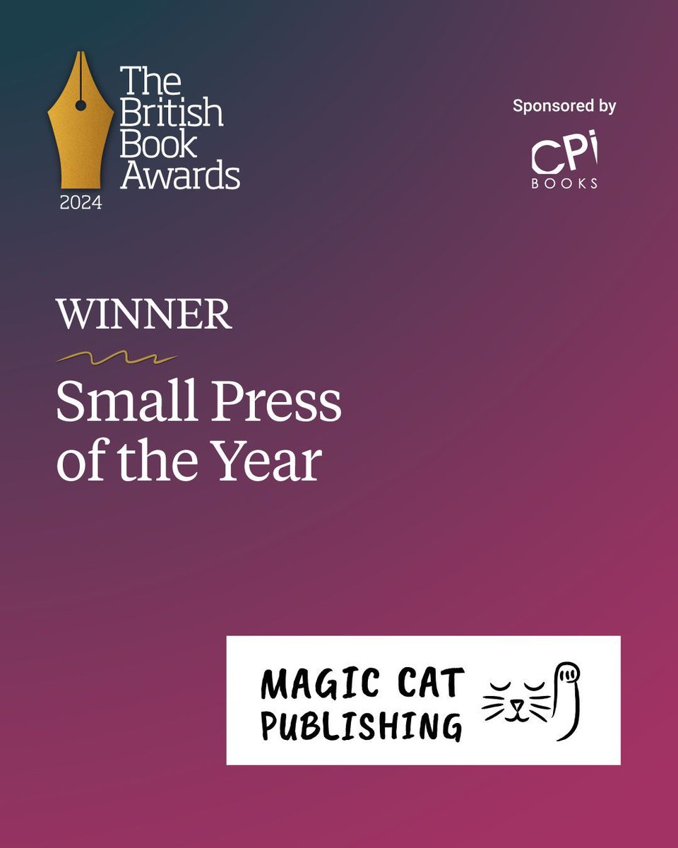 Taking home the award for Small Press of the Year (sponsored by @cpigroup_) is @publishing_cat. Congratulations! “It’s a really lively business that is looking after its people and working hard across the board… there’s so much to admire.” #Nibbies #BritishBookAwards