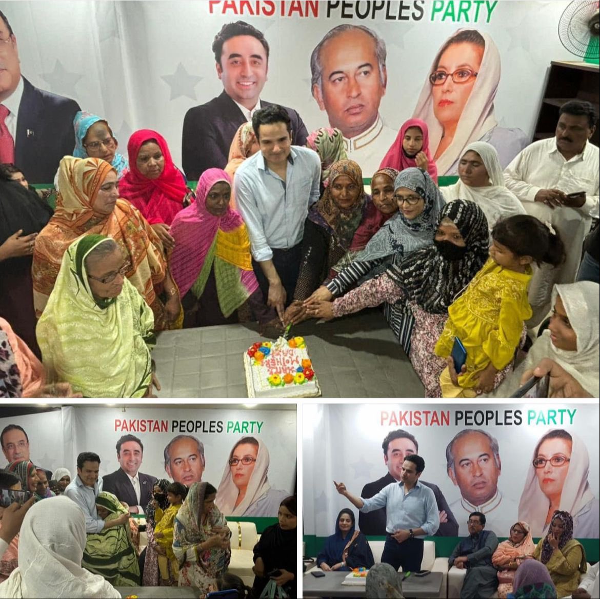 Celebrated Mother’s Day by cutting a cake with the mothers of Korangi. Treat every day as Mother’s Day. #DistrictKorangi #PPPFamily #MothersDay #PPP #Karachi #Pakistan