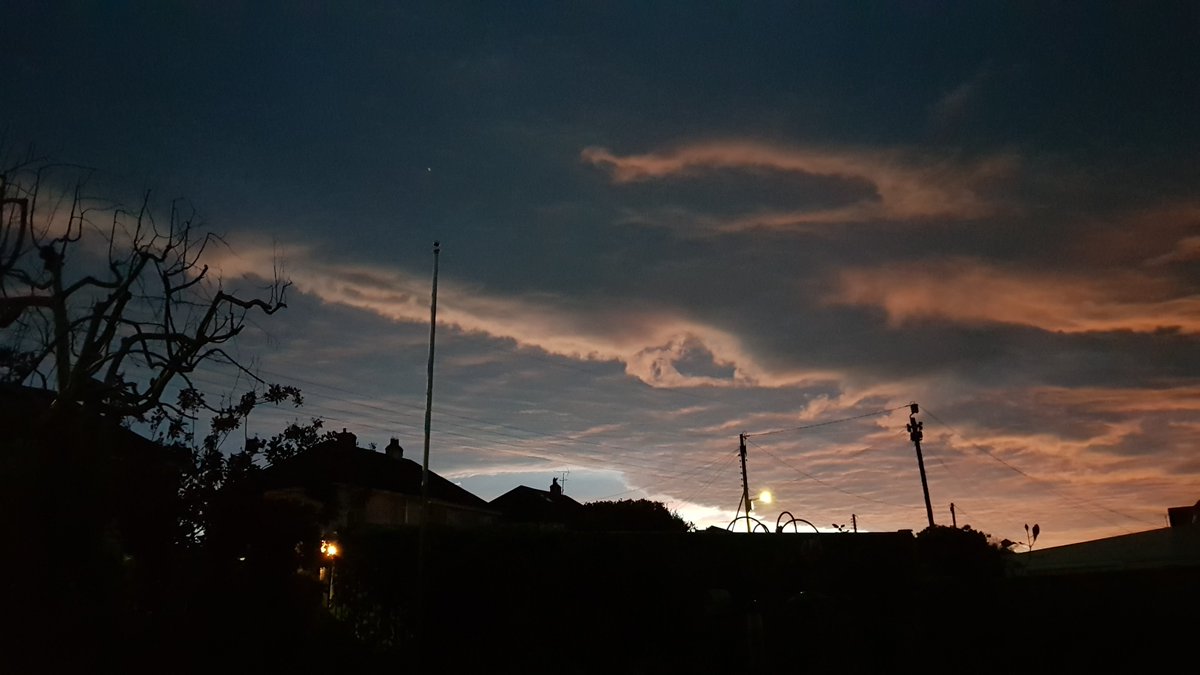 DaisyShylass's tweet image. Anxiety won't let me do a proper #PondWatch, #BatWatch or #SunsetSurvey, &amp;amp; poor Wiggle Pond is awaiting an email from my Pond Hero, to help me get the duckweed under control. 😭

Tonight, the sky has thick, humid air, the gaping maw of a wolf &amp;amp; a writhing, screaming wraith. 😭
