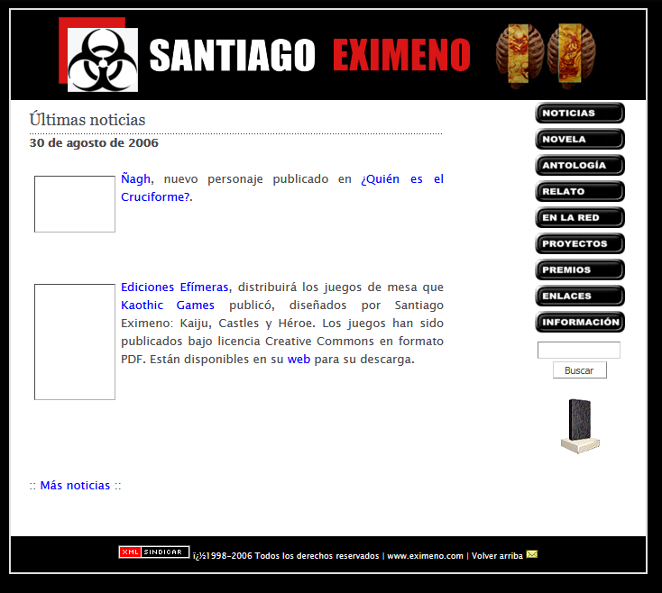 Así se veía mi página web en 2006...