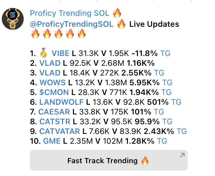 vibeonsol's tweet photo. $VIBE is top trending no. 1 https://t.co/9i3d8S569X