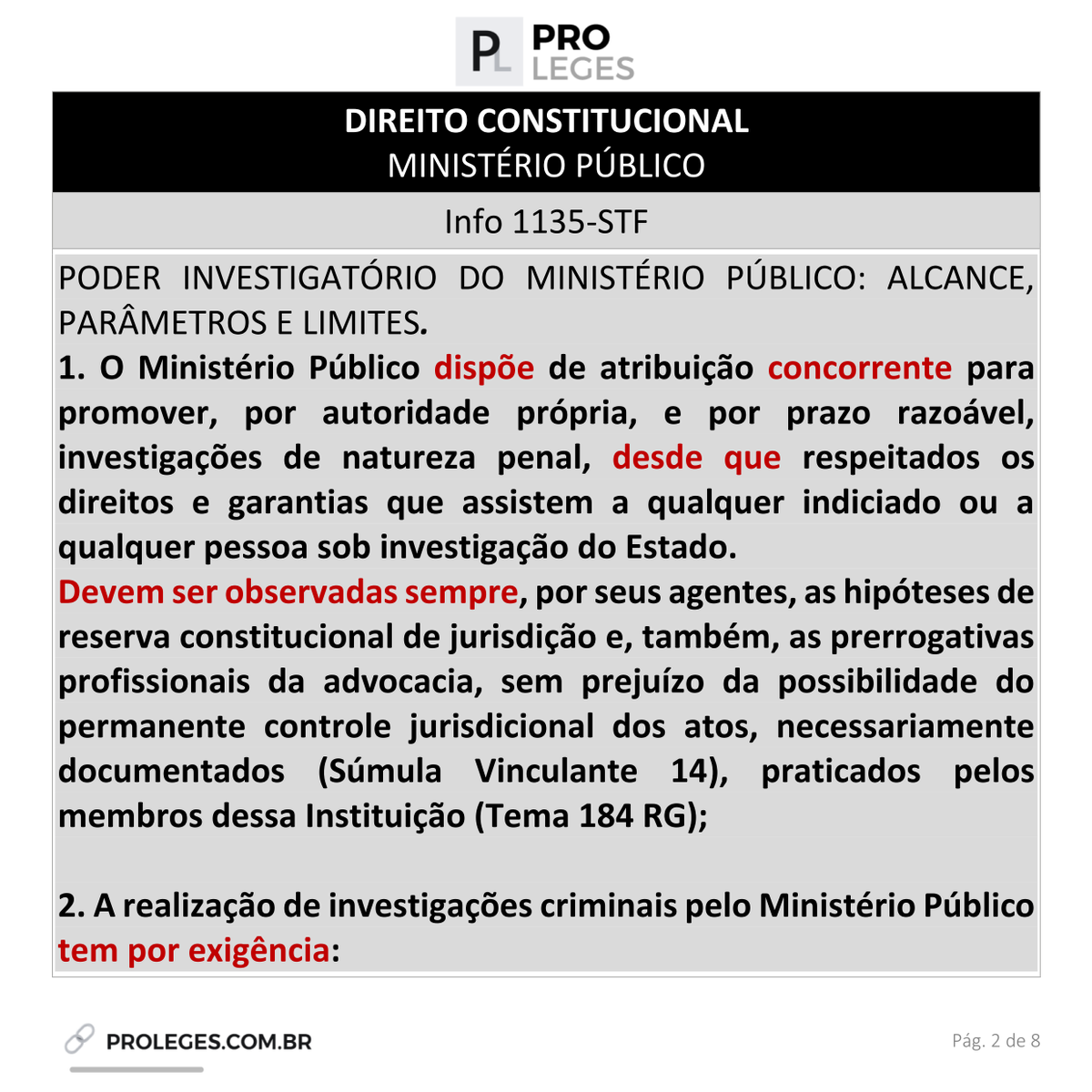 proleges's tweet photo. Direito Constitucional - Ministério Público

Info 1135-STF: Poder investigatório do Ministério Público 

Leis comentadas artigo por artigo:
https://t.co/oVgRxYF1Nr https://t.co/V6lAKDX5Mt