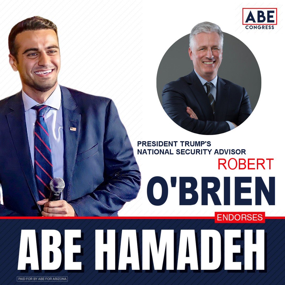 Honored to be endorsed by President Trump's fmr. National Security Advisor @robertcobrien. The Trump Administration kept our country and the world safe, peaceful, and prosperous. Thank you, Robert!