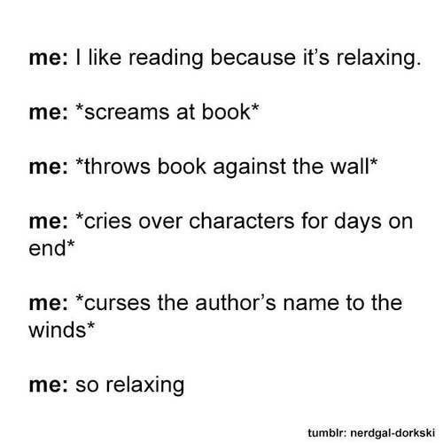 So relaxing! 🤪 🤣 😅 

[🤪 Meme credit: Buzzfeed]

#books #bookworm #bookishthings #bookmeme