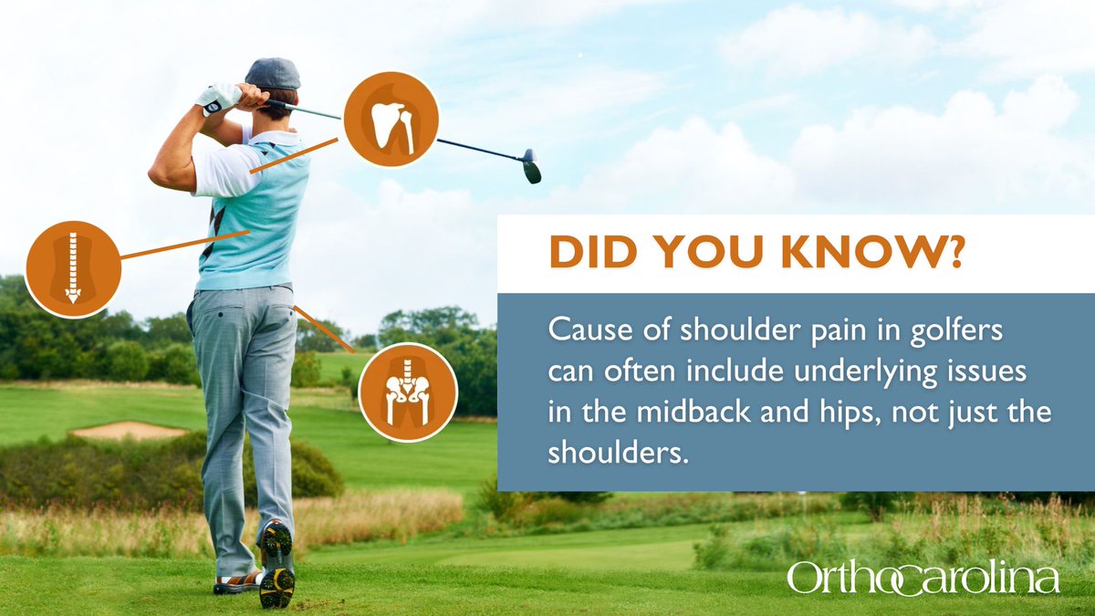 OrthoCarolina's tweet photo. Tee up for summer golf with a smooth swing and healthy joints! Don't PUTT off seeing a professional if you experience any pain. Maintain optimal joint health and continue playing golf pain-free for years to come๐๏ธโโ๏ธ #orthopedics #orthopaedics #golfinjuries https://t.co/lt6YLCq3Nv
