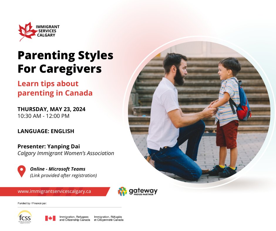 Interested in learning about parenting in Canada? In this session, Calgary Immigrant Women’s Association, will share information about: - Family values in the Canadian Culture - Challenges of parenting in a new society - Parenting styles To register: immigrantservicescalgary.ca/event/parentin…