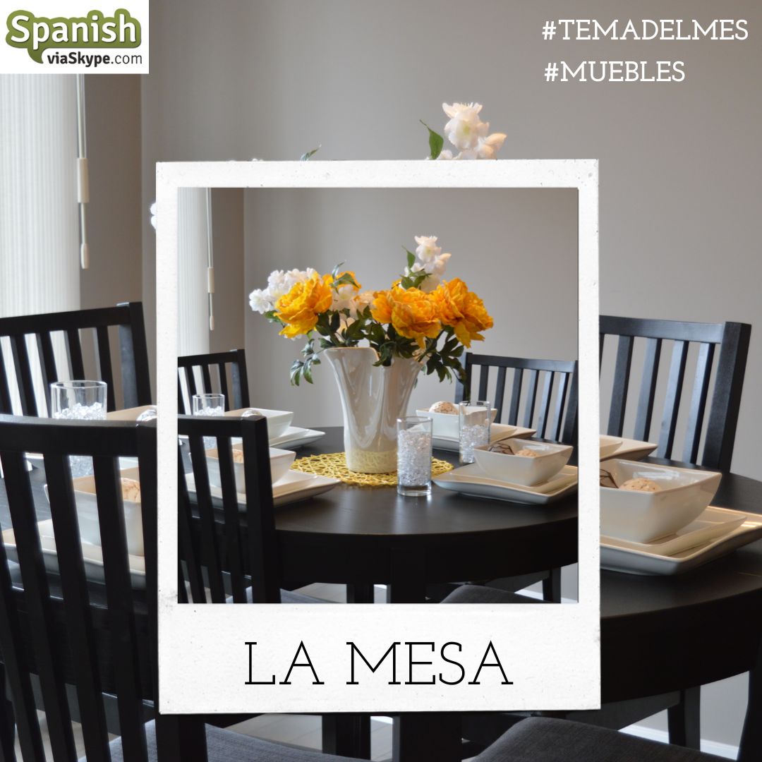 Introducing this month's #Spanishvocabulary topic: 🪑 LOS MUEBLES🛏️ 🇪🇸 Let's #learnSpanish with the names of different types of furniture in #Spanish. ¡Te esperamos a LA MESA! 👇👇👇