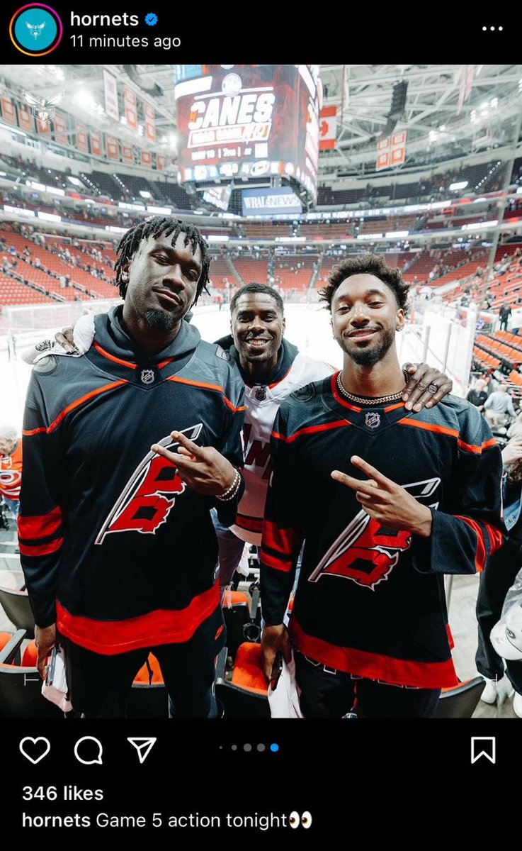 Marvin Williams, Leaky Black and Mark Williams representing the Charlotte Hornets rocking @Canes