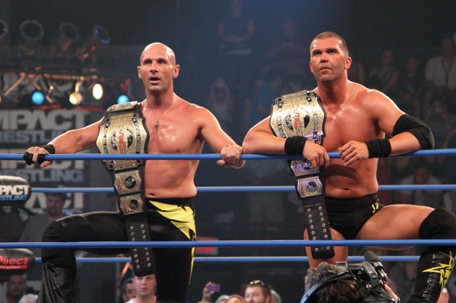 On this day in 2012, Bad Influence(@facdaniels and @FrankieKazarian) won the TNA World Tag Team Championship for the 1st time at Sacrifice #TNA #TNASacrifice #TagTeamTitles