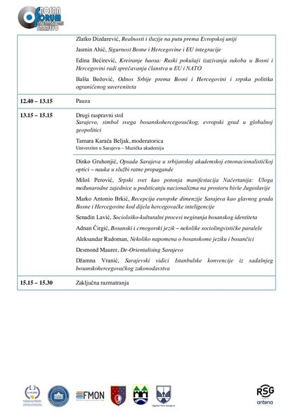 Deseta internacionalna konferencija 
Sarajevo i svijet 
14-15. maj 2024.
Sala Senata UNSA
(Obala Kulina bana 7/II)