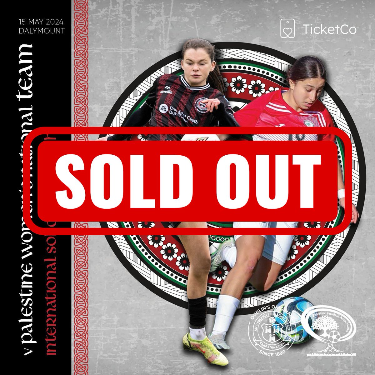 Bohemian FC v Palestine is now completely SOLD OUT. 

If you still wish to show your support and help raise vital humanitarian funds you can do so in two ways: 

1. Buy a non-attendance ticket: bohemianfc.ticketco.events/ie/ie/e/donati…

2. Buy a live stream of the game: loitv.ie/en-int/video/v…