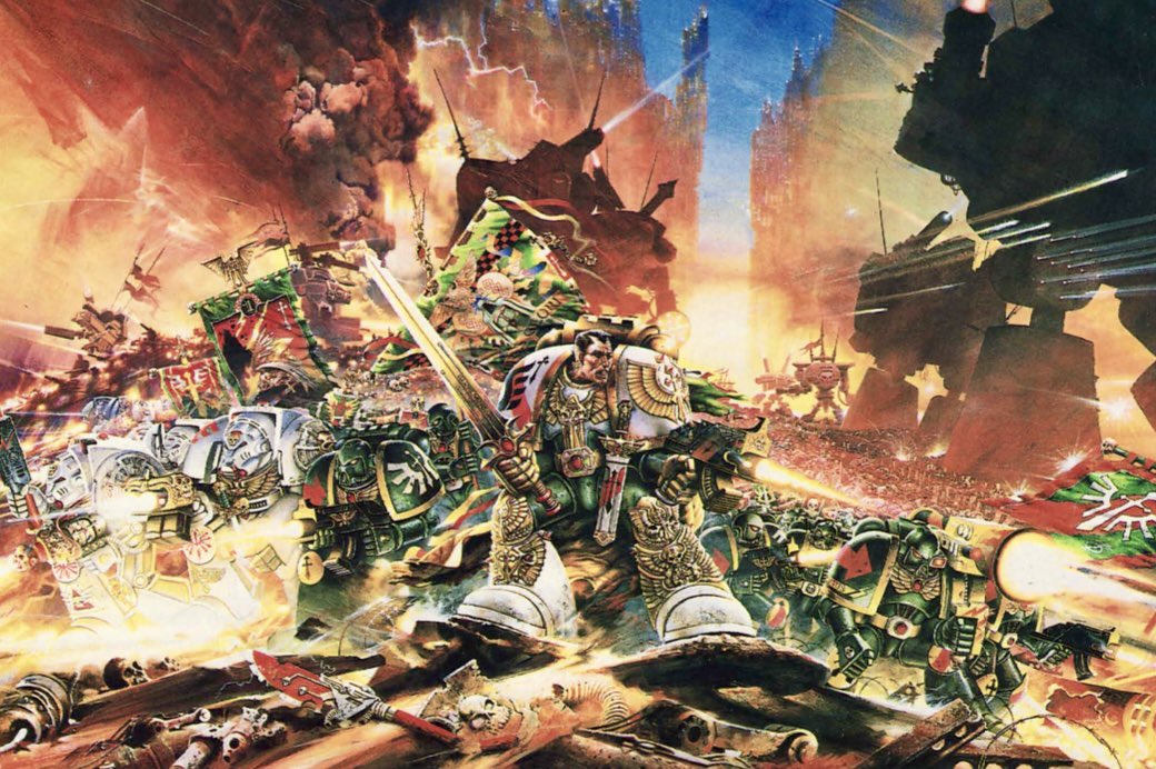 Amazing Warhammer 40k artwork featuring the Dark angels. I believe this art was used on the cover of dark millennium. Can anyone tell me why the dark angel has both white and green armour? What does it mean?
.
#warhammercommunity #art #oldhammer #warhammer40k