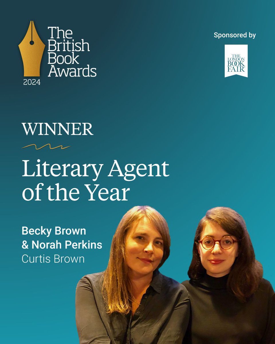 Our winner for Literary Agent of the Year (sponsored by @LondonBookFair) is Becky Brown and Norah Perkins from @CBGBooks. “They do the hard graft of agenting that usually isn’t seen but is so important… it’s great to see them getting the rewards.” #Nibbies #BritishBookAwards