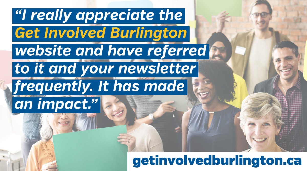 We love hearing from residents about our Get Involved #BurlON platform! This is the only official source for engagement for City projects. Register and subscribe at getinvolvedburlington.ca to be notified of public input opportunities. Participate. Influence. Repeat.