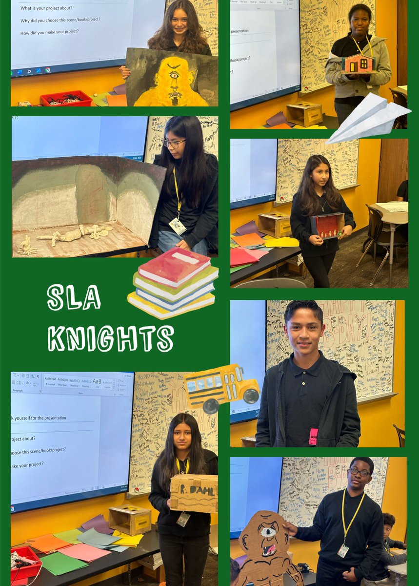 Check out Mr. Salgado's classroom at SLA! 📚✨ As the school year comes to a close, his students are showcasing their creativity by bringing characters and scenes from the literary pieces they've read to life! It's incredible to see their imagination in action! #SLAProud