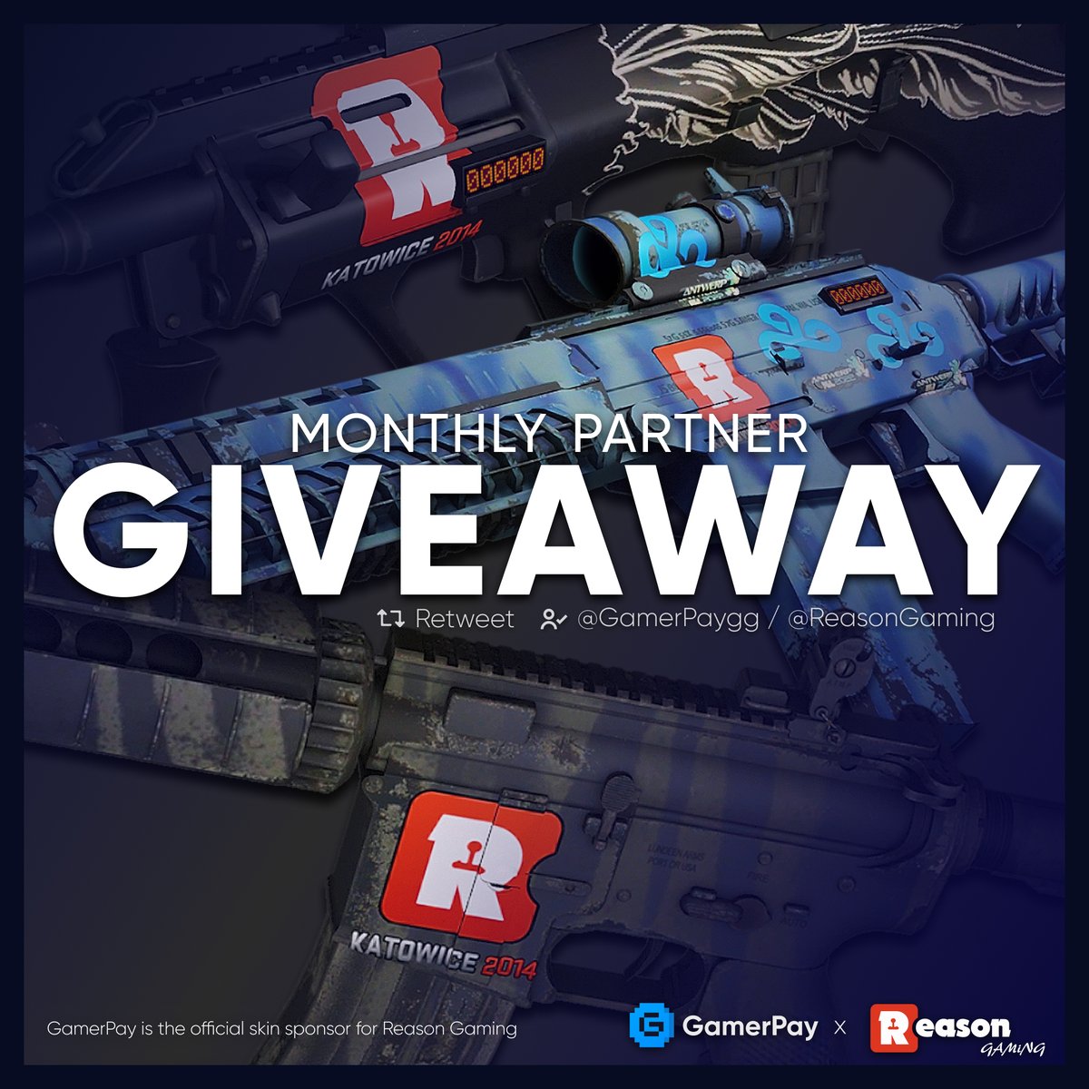 Our friends over at GamerPay just found 3 Reason crafts so we figured we’d give away to you guys!

These are the skins applied with a Reason paper sticker:
 

StatTrak™ SG 553 | Wave Spray

StatTrak™ AUG | Wings
M4A4 | Faded Zebra

Join the giveaway, simply:

Like and retweet…