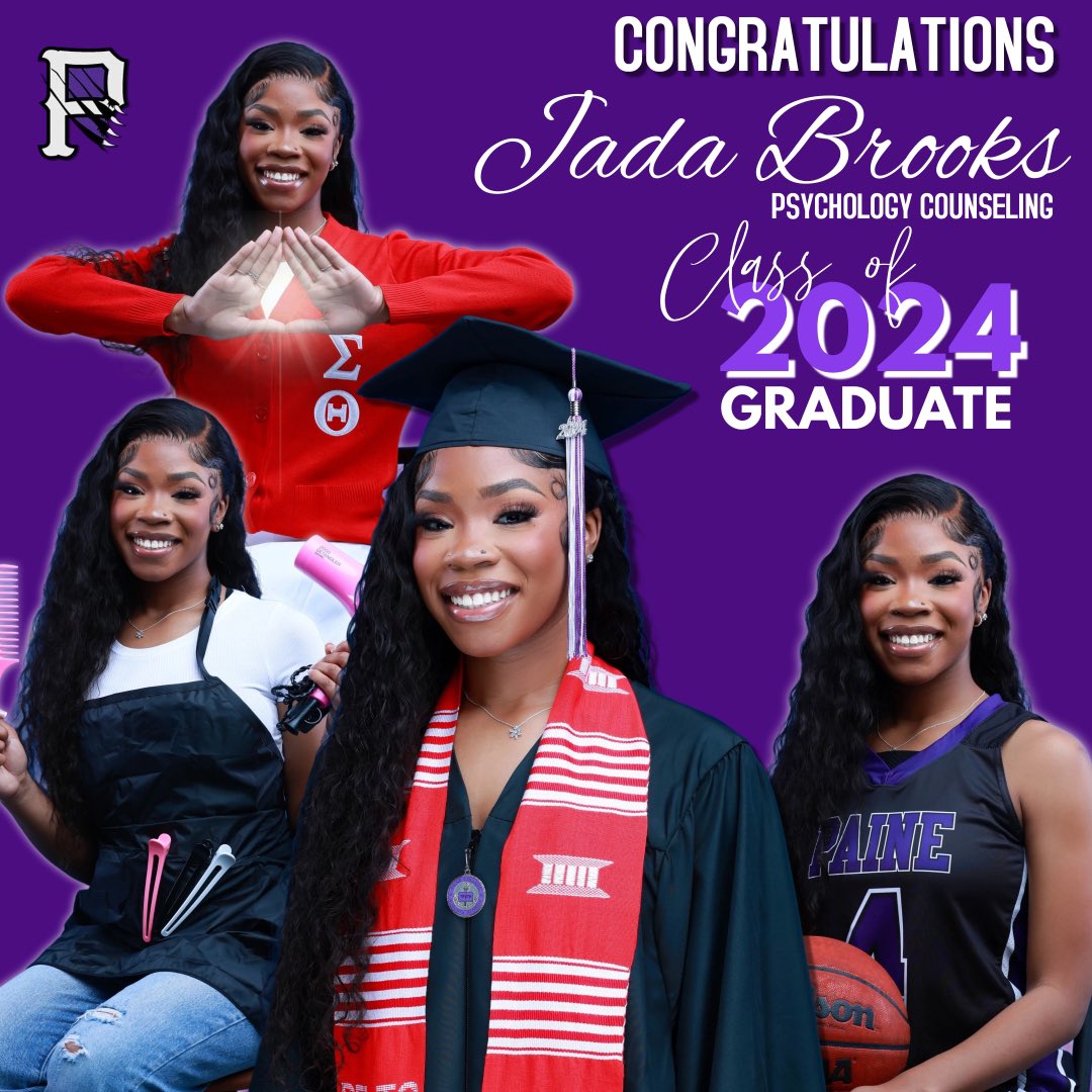 CONGRATULATIONS 

Jada Brooks 
Delta Woman
Business Owner
Paine Wbb Team Captin
SAAC
2024 Psychology Counseling Grad