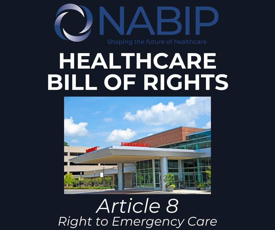 Article VIII: Right to Emergency Care

No one should fear financial hardship when their life is at stake. Let's stand united for a healthcare system that provides emergency care to all. 

buff.ly/3IJnlSw 

#NABIP #NABIPHealthcareBillofRights @NABIPsocial #NABIPTV