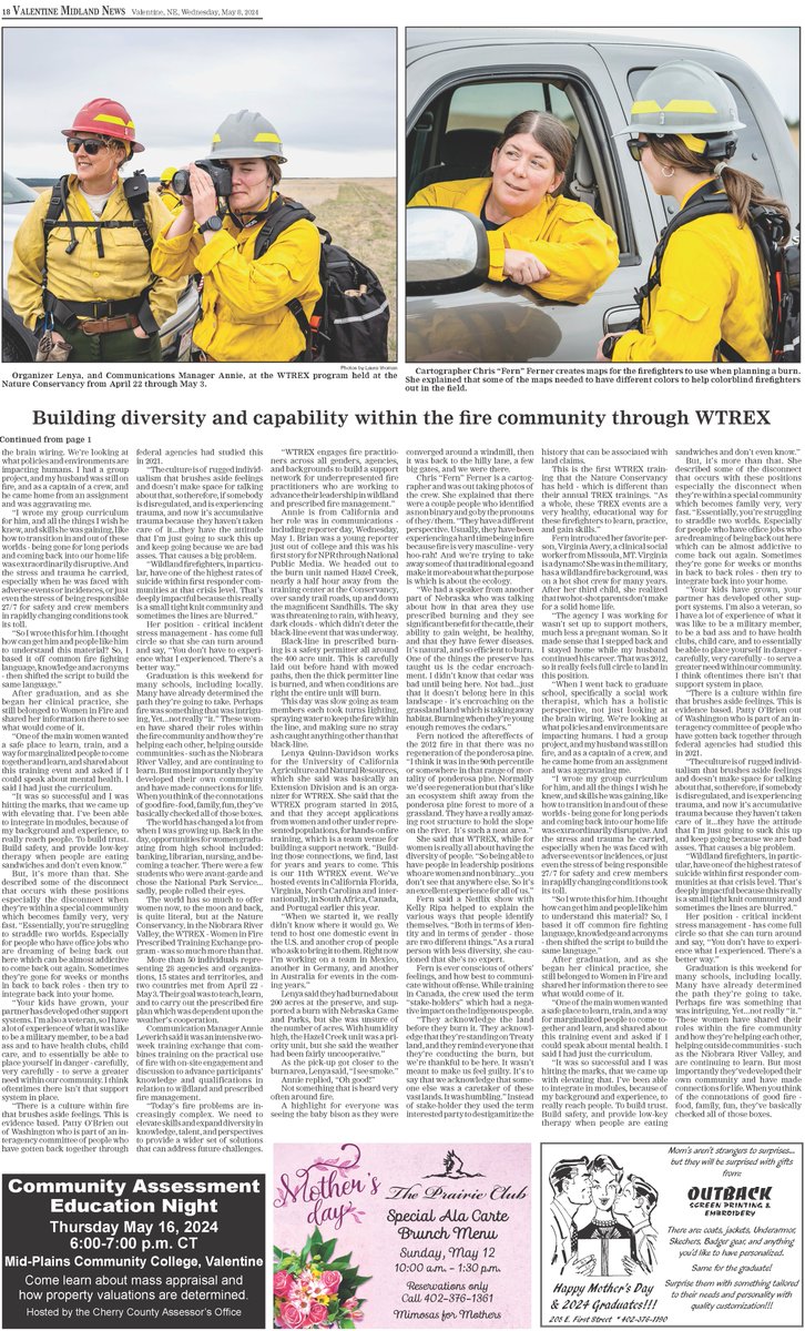 #WTREX Nebraska made it to the front page of a local Niobrara Valley news outlet! We were delighted to have Laura Vroman from Midland News and Printing join us during our operational blacklining day. Check out the front page image below, as well as an image of the full story.
