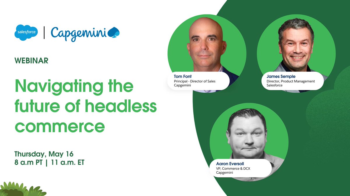 Headless commerce is reshaping the digital retail landscape. Join our webinar with @Capgemini on May 16 at 11 a.m. ET to dive into the emerging trends and best practices for executing a headless architecture. Register here: sforce.co/3WAJ33a