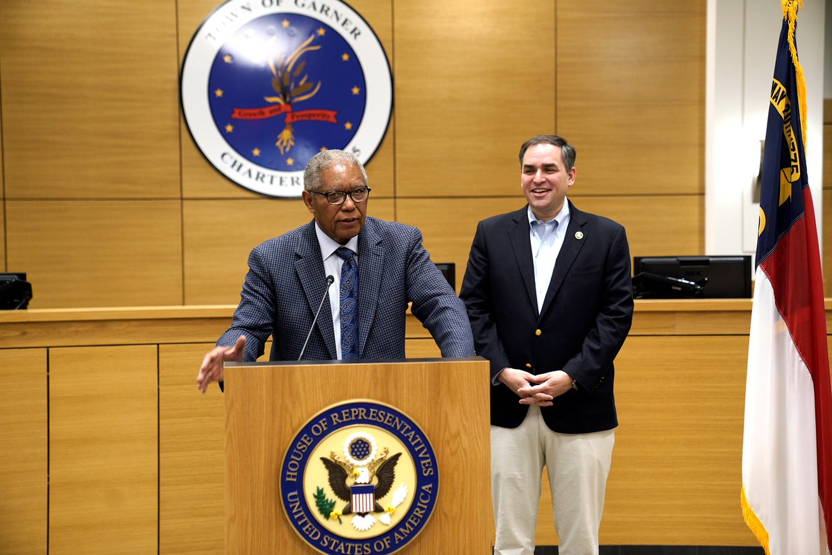 Today, I was pleased to join Mayor Buddy Gupton, <a href="/DanBlueNC/">Dan Blue</a>, and #NC13 community leaders to present the <a href="/TownofGarner/">Town of Garner, NC</a> with a check for $500,000! 

This new federal funding that we secured will help support the removal of a dam and pond and stream restoration at Meadowbrook Park.