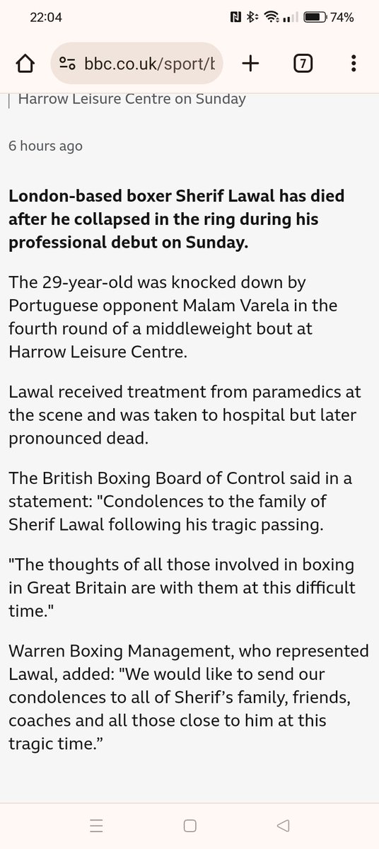 Thoughts with this boxer's family, and that of his opponent, after his tragic death. It really does highlight that EVERY time a boxer goes into the ring they are putting their lives at risk for our entertainment. Let's celebrate the bravery and may he rest in peace in God's house