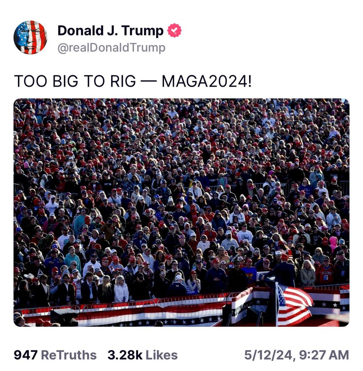 Has there ever been a larger rally in political history or is this it? #Trump2024 🇺🇸 #TooBigToRig