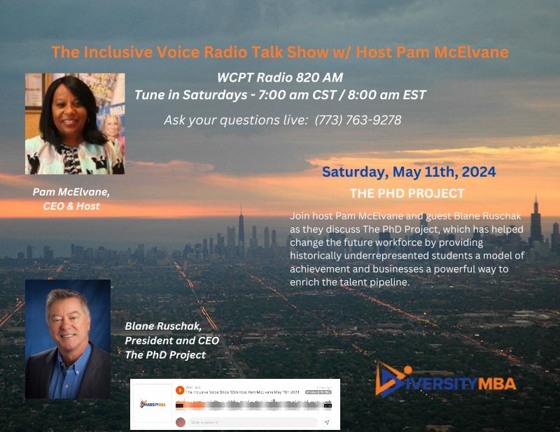 ThePhDProject (@thephdproject) on Twitter photo Listen to our president Blane Ruschak’s interview with the Inclusive Voice Radio Talk show about our mission! bit.ly/4bcnN8q
Interested in partnering with The PhD Project? Please email mzara@kpmg.com. #EnrichingEducationForAll #MakingADifference #RoleModelEffect Listen to our president Blane Ruschak’s interview with the Inclusive Voice Radio Talk show about our mission! bit.ly/4bcnN8q
Interested in partnering with The PhD Project? Please email mzara@kpmg.com. #EnrichingEducationForAll #MakingADifference #RoleModelEffect