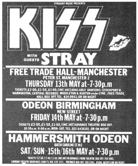 #KISSTORY - May 13th, 1976 - We played our first ever UK show in Manchester, England. The show before a sellout crowd of over 2500 was the beginning of our first UK/European tour.