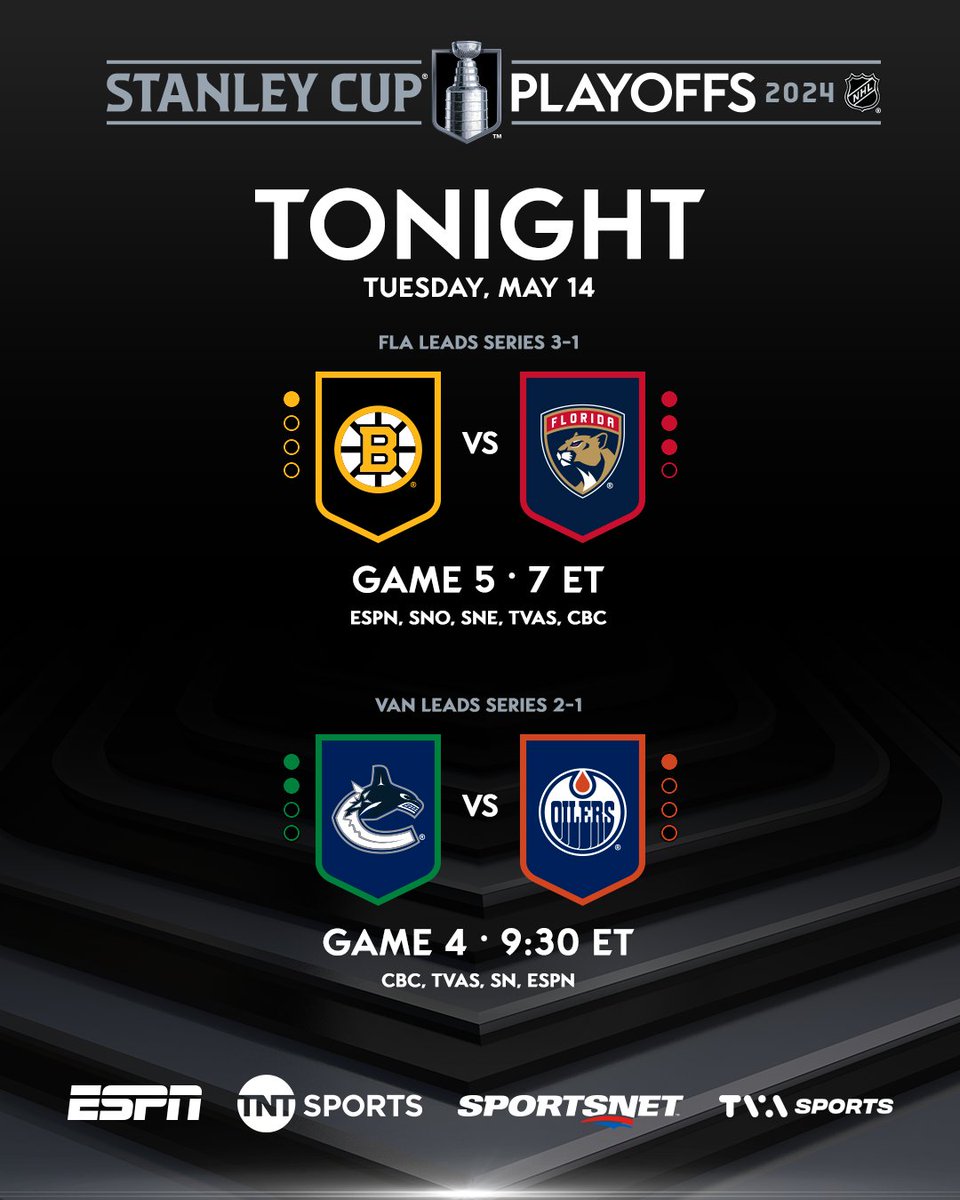 Tuesday will begin with the @NHLBruins looking to force a Game 6, while the @EdmontonOilers will have the opportunity to even the series. #StanleyCup #NHLStats: media.nhl.com/public/news/18…
