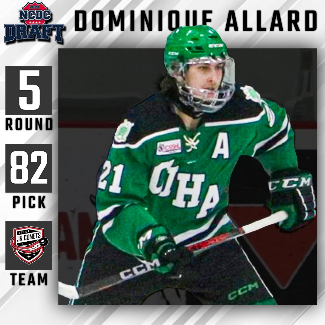 Congratulations to Dominique Allard who was drafted in 5th round, 82nd overall in the NCDC draft by the Utica Jr. Comets🚀

Dominique Allard has all the tools to be a difference maker at the next level 🔥
 #achieveyourvision