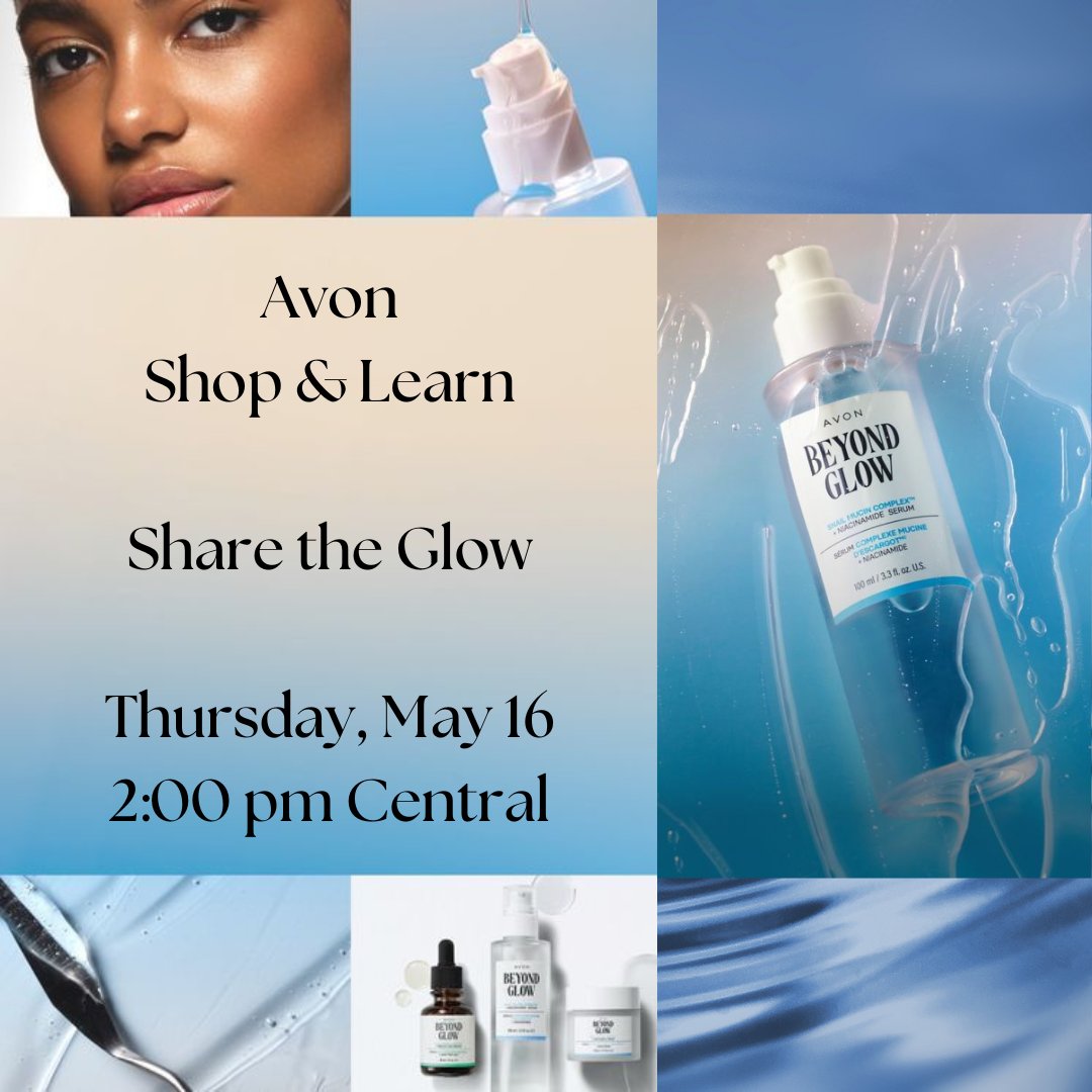 Today's the day! Discover the secrets of our new K-beauty skincare phenomenon for that glass-skin look & a glow like never before -- Today, May 16, 2:00 pm Central. Register now at avon.com/live-shopping?… #AvonShopAndLearn #ShareTheGlow #RegisterNow #AvonRep @avoninsider