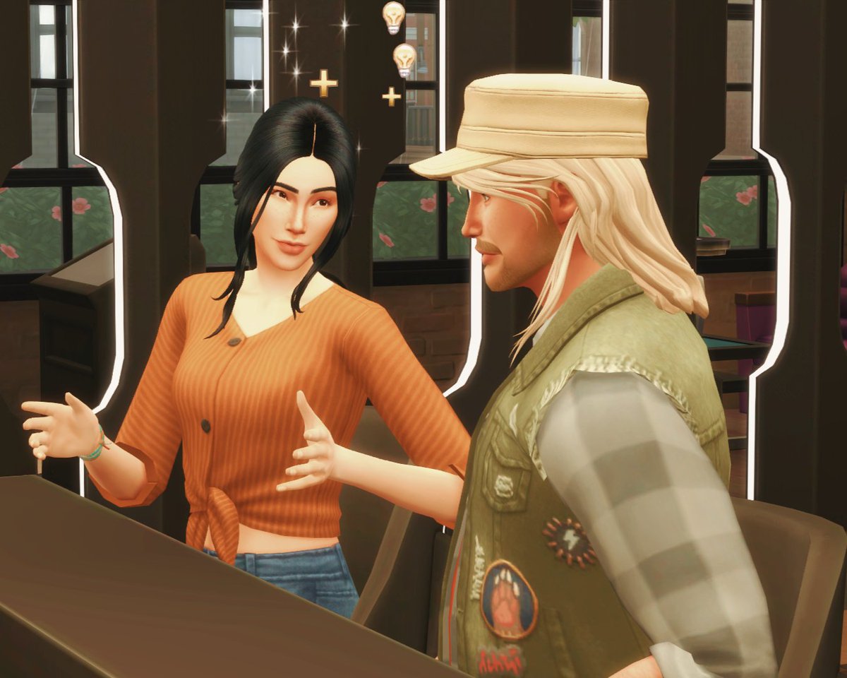 Lou couldn't help but bring the conversation to what's been bothering her lately.

'You know… I work at the store every morning and I have to run my shop when I get home. We're lucky your paintings are selling well, but my work doesn't at the moment'

#Sims4 #ShowUsYourSims