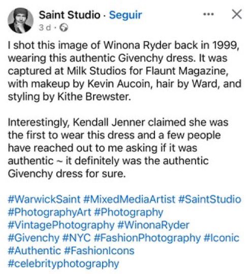 the plot thickens… photographer warwick saint claims the one winona wore was an original 👀