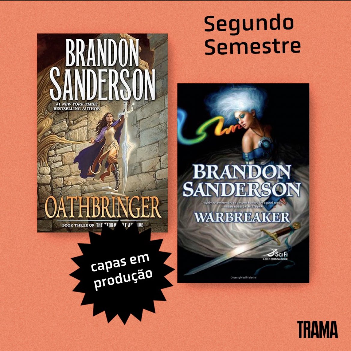 stormlight_br's tweet photo. VENCEMOS! As capas brasileiras de ‘Oathbringer’, ‘Warbreaker’ e ‘Mistborn’ já estão em produção. 

📷 — @editoratrama via Instagram. https://t.co/VuzajP3f27