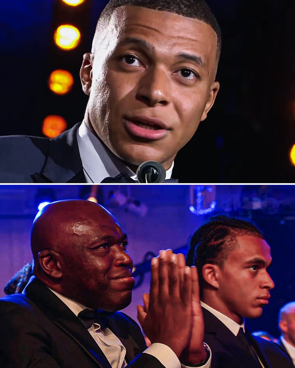 An emotional exchange between the Mbappé family during the #TropheesUNFP ceremony 🇫🇷🥹