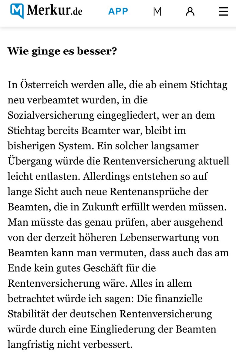 Viele glauben, es müssten einfach nur alle in die Rentenversicherung einbezogen werden und die Probleme wären gelöst. Tatsächlich ist das Gegenteil der Fall, wie bspw. der Experte Reinhold Thiede gegenüber dem Merkur gut auf den Punkt gebracht hat: