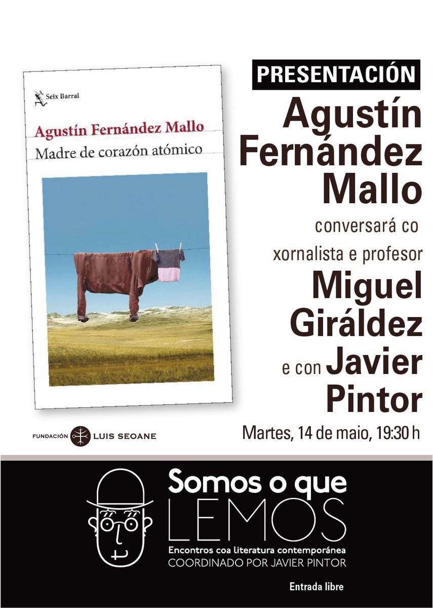 Conversaciones en la <a href="/FundLuisSeoane/">Fundación Luis Seoane</a> con <a href="/FdezMallo/">Agustín Fernández Mallo</a> acerca de la novela Madre de corazón atómico <a href="/Seix_Barral/">Seix Barral</a>