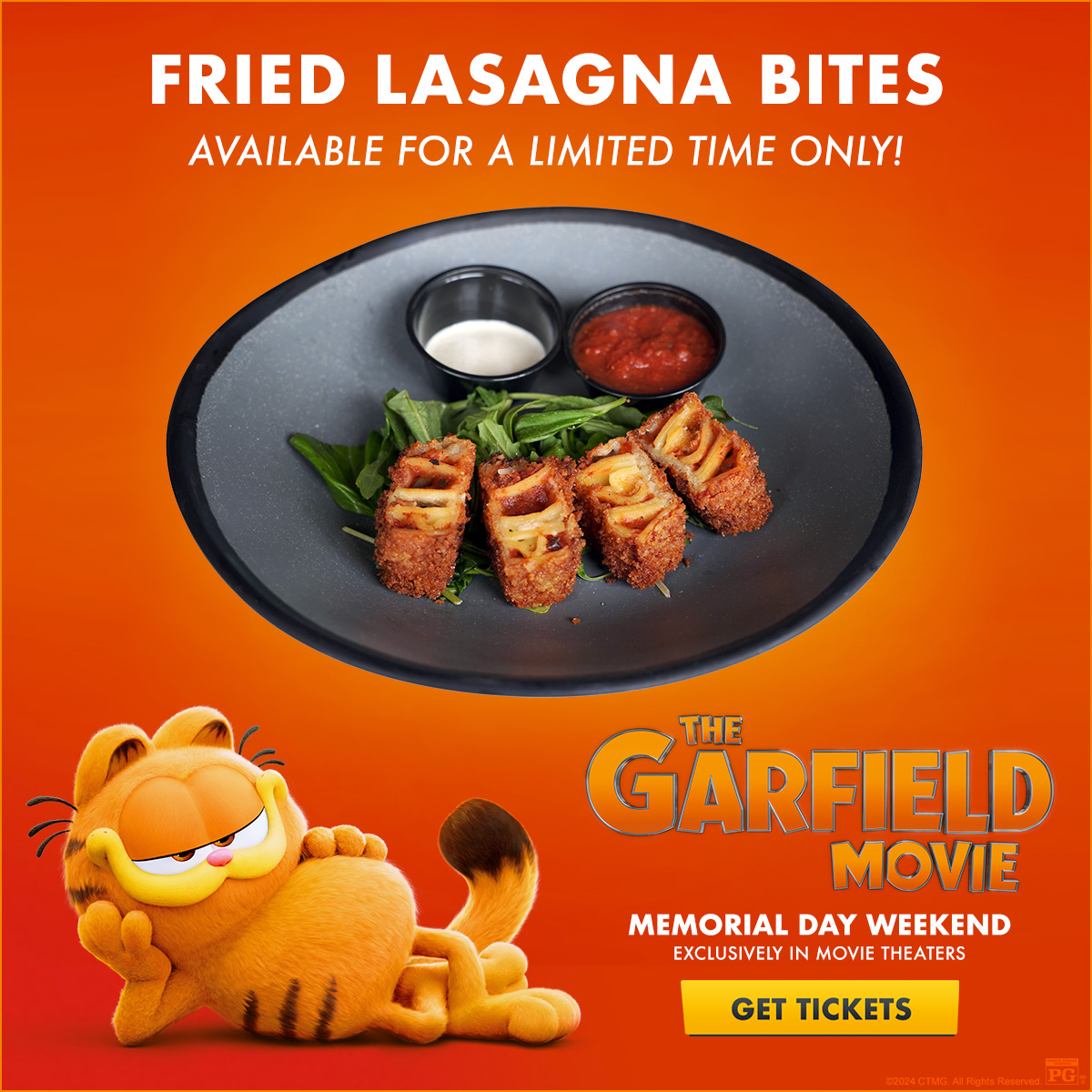 What plans could be more important than seeing Garfield on the big screen? 🐾 Be the FIRST to see #TheGarfieldMovie at our early access screening! You can also snag our Fried Lasagna Bites for a limited time only starting May 19th - June 2nd. 🎟️: brnw.ch/21wJK4p