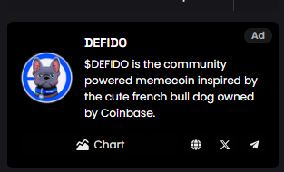 defido2024's tweet photo. Dexscreener ads are now live $DEFIDO #Base https://t.co/0YTGTzCslW