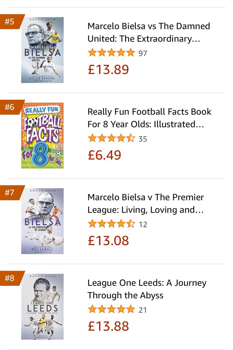 @PitchPublishing are dominating the #lufc category on Amazon, with five of the top eight books. And one of the imposters isn’t even a Leeds book! #goteam 🙌#thanksforyourincrediblesupport ☺️