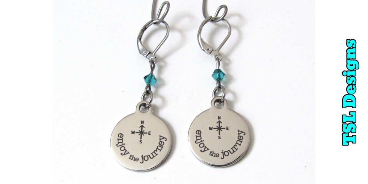 Enjoy the Journey Laser Engraved Dangle Earrings with Birthstone Beads buff.ly/44GL6EF #earrings #handmade #jewelry #handcrafted #shopsmall #etsy #etsystore #etsyshop #etsyseller #etsyhandmade #etsyjewelry #enjoythejourney