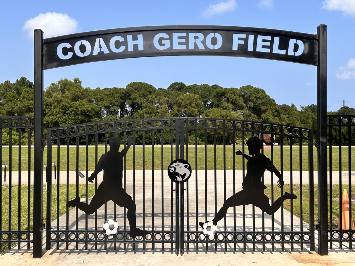 We are so proud of our new entryway to 'Coach Gero Field'.  Dedicated to our beloved teacher, coach, and mentor Kyle Gero 💚 Coach Gero passed away in December of 2021, he is forever in our hearts @duncanpto @DwyerHS @Area4SuptPBCSD