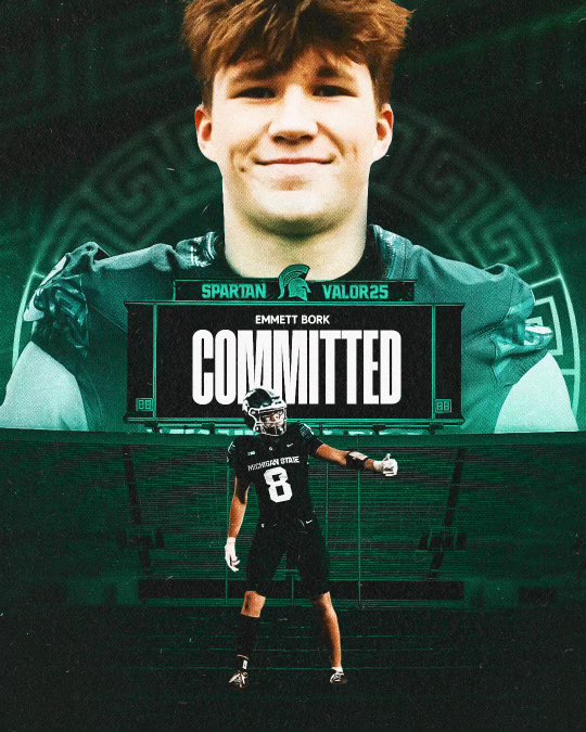 I am very excited to announce my commitment to further my athletic and academic career at Michigan State University!!! I would like to thank my family, friends, and coaches for the continuous support along the way!! I would also like to thank God for putting me in the position I